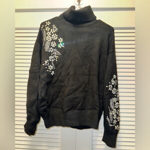 Truth by Republic Bedazzled Black Turtleneck Sz S NWT